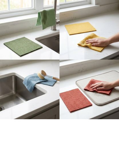 Zanoa Cellulose Sponge Cleaning Cloths Set of 8 20 x 18 cm Four Colours - Lifestyle view
