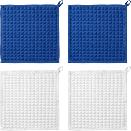 Zanoa Cotton Waffle Dish Cloths Set of 4 35 x 35 cm Cobalt and White - Product view