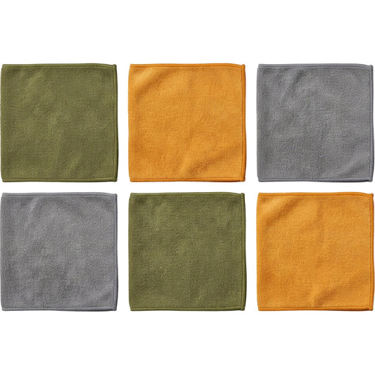 Zanoa Microfiber Cleaning Cloths Set of 6 30 x 30 cm Olive Gray and Amber - Product view